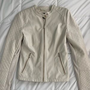 Cream Colored Faux Leather Jacket Size Medium